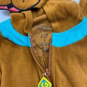 Scooby Doo Union Suit Hooded Sleeper Pajamas Sz S Fleece Costume One Piece